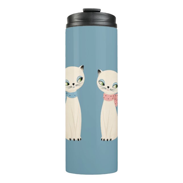 Garrafa Térmica Gatos Retro de Meados do Século Par (Frente)