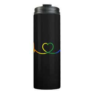 Garrafa Térmica Gay Heartbeat Heart Pride Rainbow Flag LGBTQ