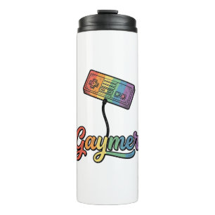 Garrafa Térmica Gaymer Arco-íris Gamer Camisa Vetorial Design_1