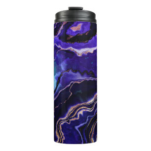 Garrafa Térmica Gemstone Geode Blue Purple Rosa Dourado Agate Pret