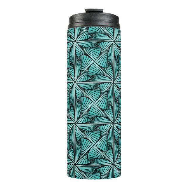 Garrafa Térmica Geométrico 3D Torção Espiral Turquesa Verde (Frente)