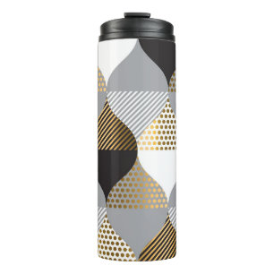 Garrafa Térmica Geométrico do luxo: preto, padrão dourado