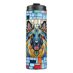 Garrafa Térmica German shepherd - Arte Mosaica Colorida