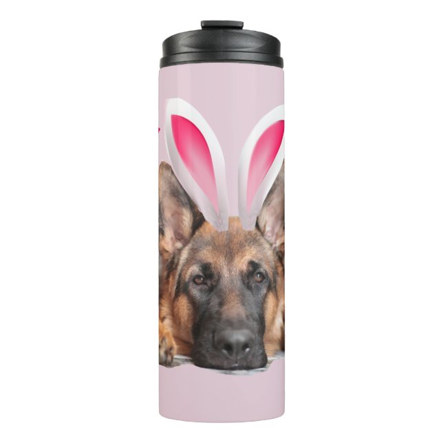 Garrafa Térmica German shepherd Belo Felz pascoa de Ouvidos (Frente)