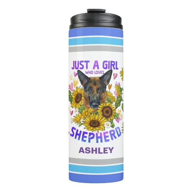 Garrafa Térmica German shepherd Lover Sunflower Trainer Floral (Frente)