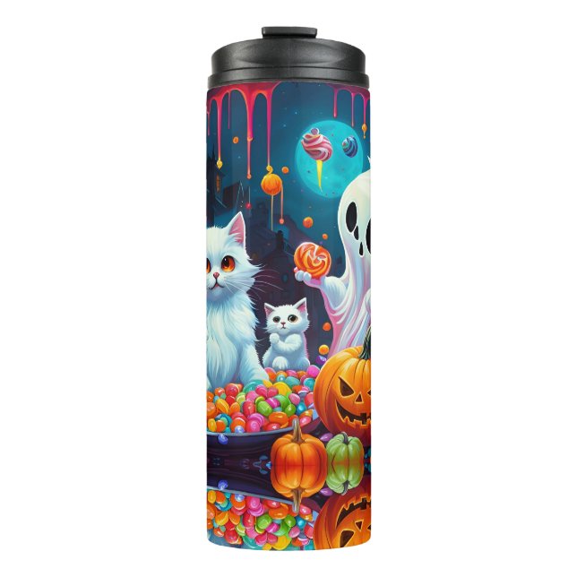 Garrafa Térmica Ghost Kitten Pumpkin Candy Halloween (Frente)