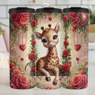Garrafa Térmica Girafa Bebê Balanço Rosa