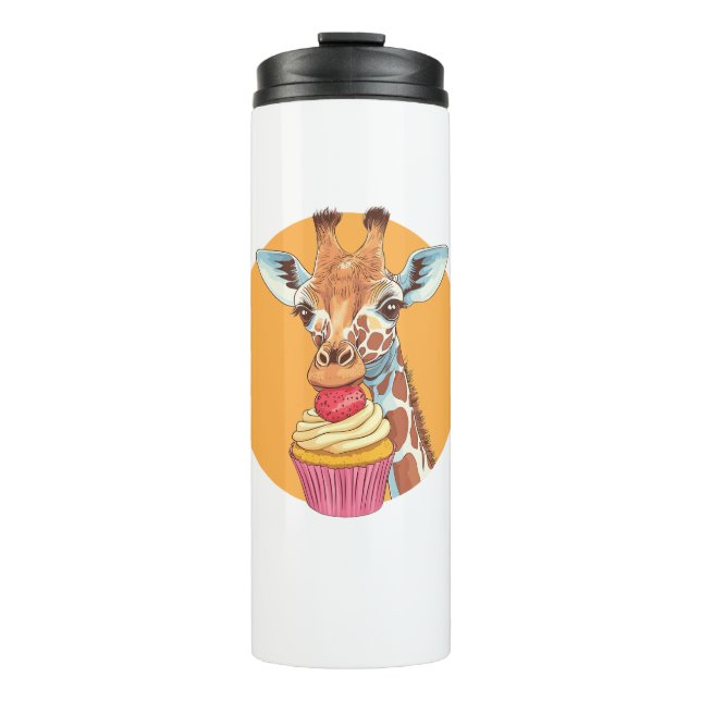 Garrafa Térmica Girafa Com Cupcake   (Frente)