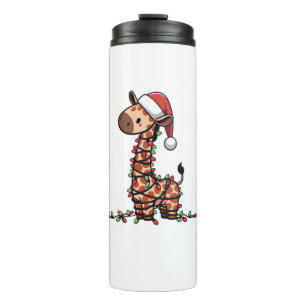 Garrafa Térmica Girafa de Natal linda Girafa
