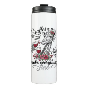 Garrafa Térmica Girafas E Vinho Camisa Com Desenho De Gravura Anti