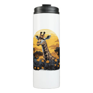 Garrafa Térmica Giraffe Sunset Floral Animal Art Savanna Nature Wi