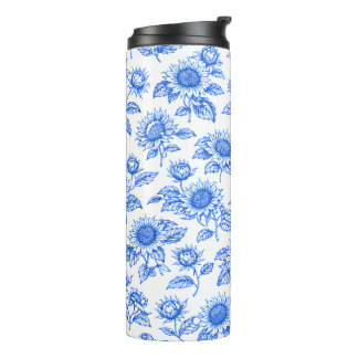 Garrafa Térmica Girassóis Elegantes Toile du Jouy – Botânico Azul