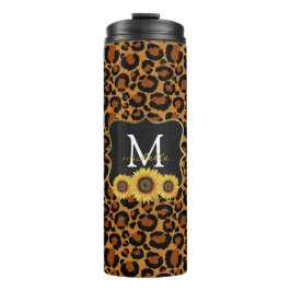 Garrafa Térmica Girassóis personalizados e leopardo
