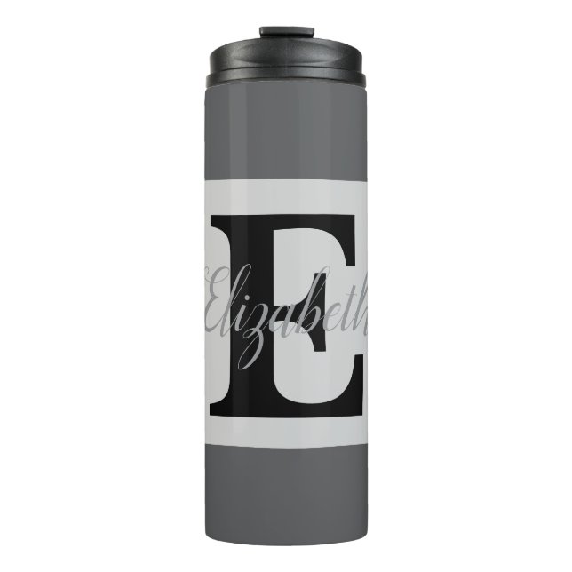 Garrafa Térmica Girly Monogramas e Nome roxo rosa Bagagem (Frente)