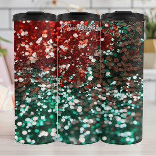 Garrafa Térmica Glitter Dourado Brilhante de Natal