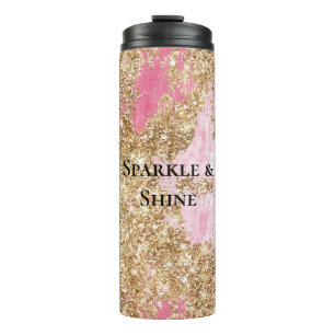 Garrafa Térmica Glitter Dourado Rosa Menino