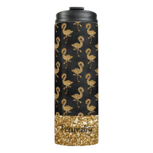 Garrafa Térmica Glitter Flamingo Gelam Sparkle Dourado Elegante