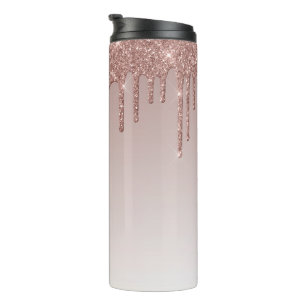 Garrafa Térmica Glitter líquido de rosa Dourado