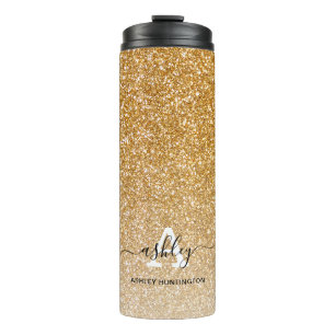 Garrafa Térmica Glitter Ombre Monograma Nome Feminino Brilho Doura