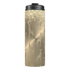 Garrafa Térmica Glitzy Girafas no Glitzy Dourado