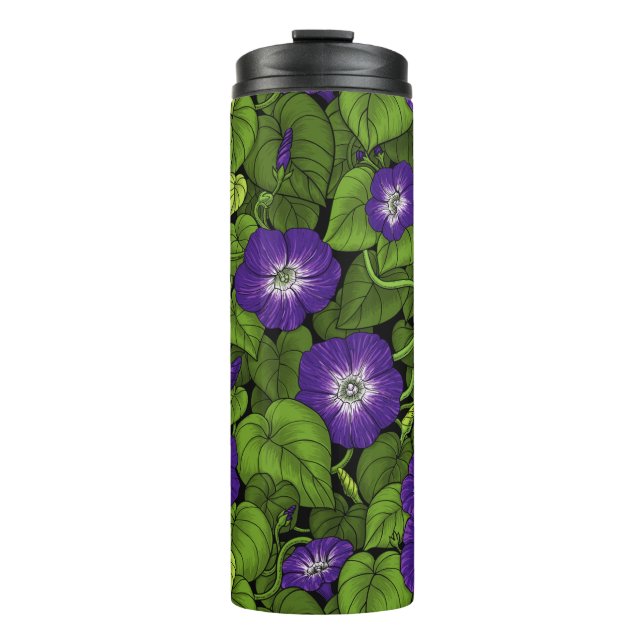Garrafa Térmica Glória da manhã em roxo e verde (Frente)