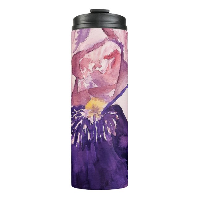 Garrafa Térmica Gloriouses Púrpura Iris Watercolor Painting (Frente)