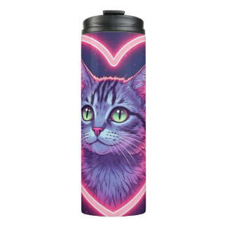 Garrafa Térmica Glowing Kitty Love Art | Romantic Pet Lover Gift