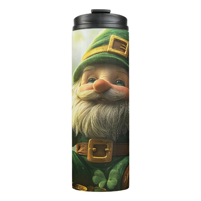 Garrafa Térmica Gnomo giro-bonito com shamrocks e trevas (Frente)