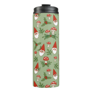 Garrafa Térmica Gnomos e Cogumelos no Tumbler Térmico Celadon