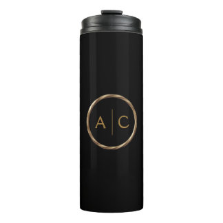 Garrafa Térmica Gold Monogram in Torus Knot on BLACK
