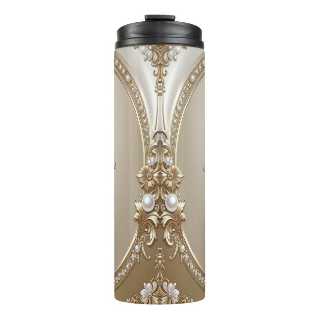 Garrafa Térmica Golden Ornate Frame with Pearls Thermal Tumbler (Frente)