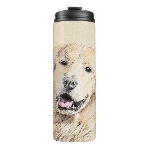 Garrafa Térmica Golden Retriever Painting - Cute Original Dog Art