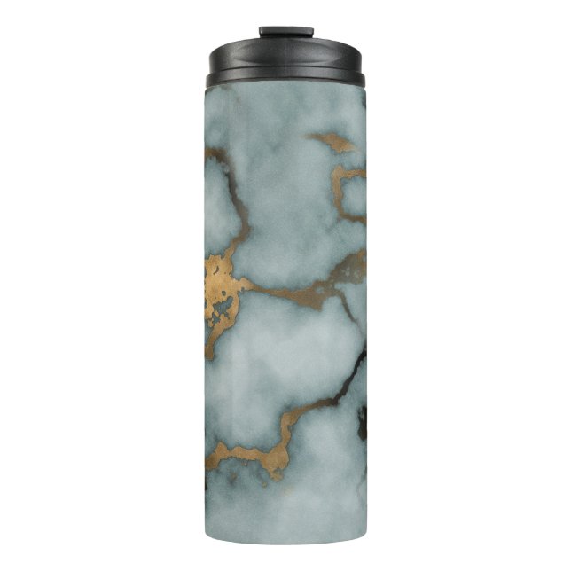 Garrafa Térmica Golden Vein Marble  Ocean Mist Thermal Tumbler (Frente)