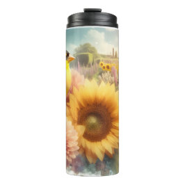 Garrafa Térmica Goldfinch Songbird Rustic Garden Thermal Tumbler