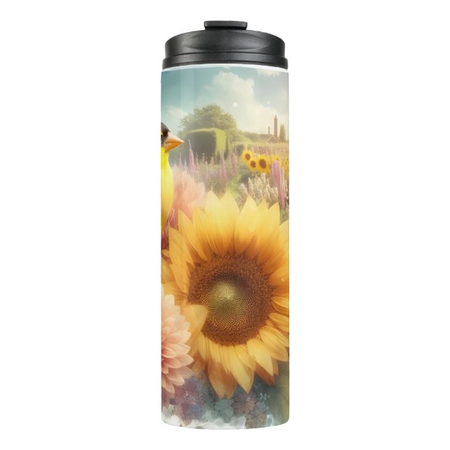 Garrafa Térmica Goldfinch Songbird Rustic Garden Thermal Tumbler (Frente)
