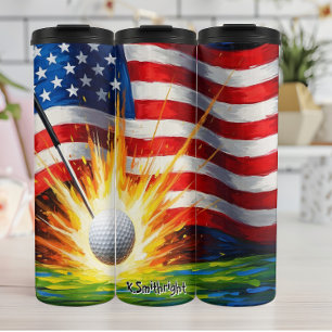 Garrafa Térmica Golf Ball Impact American Flag