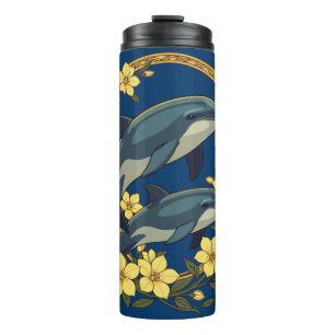 Garrafa Térmica Golfinhos-Nariz-de-Garrafa Com Flores de Jasmim Am