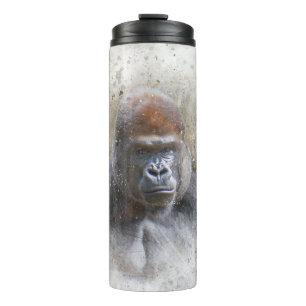 Garrafa Térmica Gorilla Face Retrato Moderno Watercolor