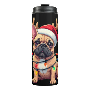 Garrafa Térmica Gorro de Papai Noel de Luz de Natal de Bulldog Fra