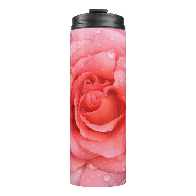 Garrafa Térmica Gotas de Água de Rosa Rosa Romântica (Frente)