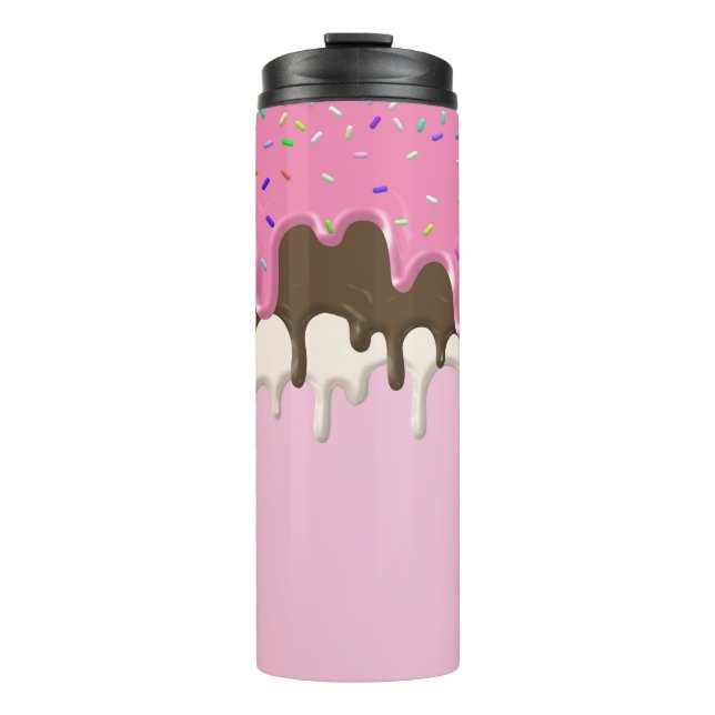 Garrafa Térmica gotejamento de aspersão de glacé rosa-sorvete (Frente)