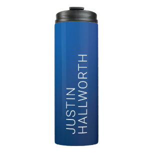 Garrafa Térmica Gradiente Azul Escuro Moderno e Texto Editável Mín