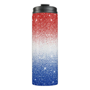 Garrafa Térmica Gradiente de Brilho Vermelho Branco Azul Dia Patri