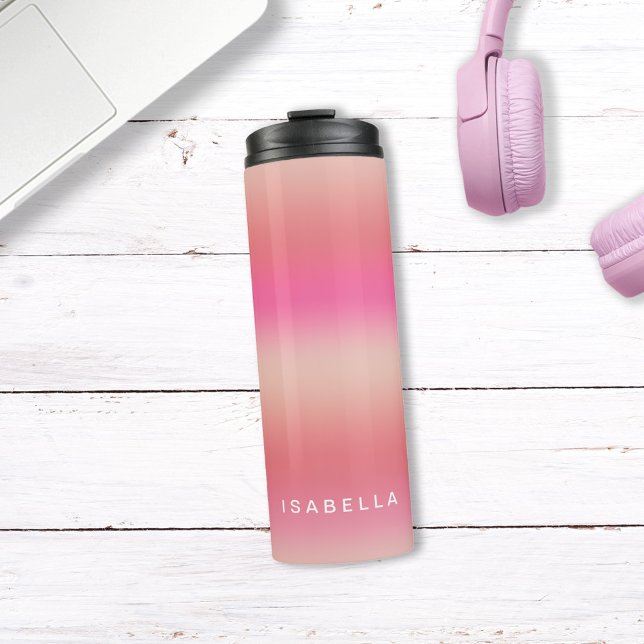 Garrafa Térmica Gradiente de Rosa de Espelhamento Rosa Moderno Per (Criador carregado)