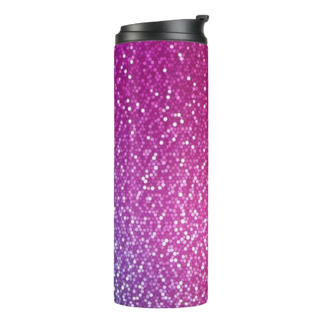 Garrafa Térmica Gradiente Hexagonal Glitter Arco-Íris (Giro à esquerda)