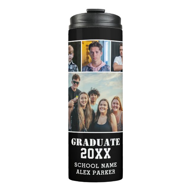 Garrafa Térmica Graduação da Colagem de Fotos Moderna com Tipograf (Frente)