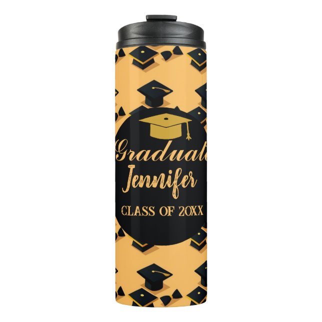 Garrafa Térmica Graduação de Script Moderno Elegante Personalizado (Frente)