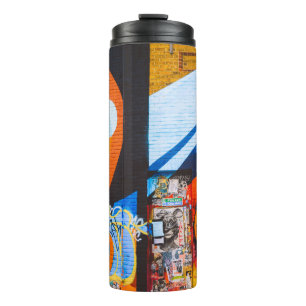 Garrafa Térmica Grafite laranja e azul