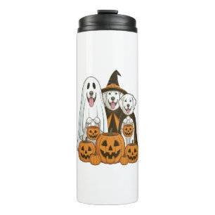 Garrafa Térmica Grande Pyrenees Cão Fantasma Bruxa Halloween Corre