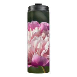 Garrafa Térmica Grandes flores de peônia rosa no dia de primavera